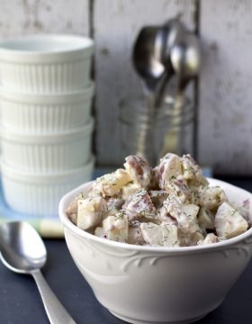 Tangy Red Potato Bacon Salad by This Gal Cooks. The flavors will knock your socks off!