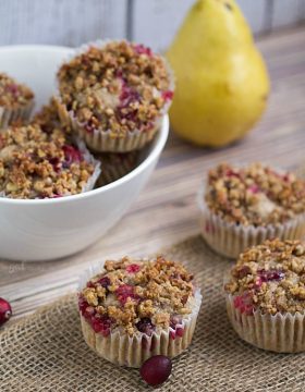 Cranberry Muffins with Rum Pecan Streusel