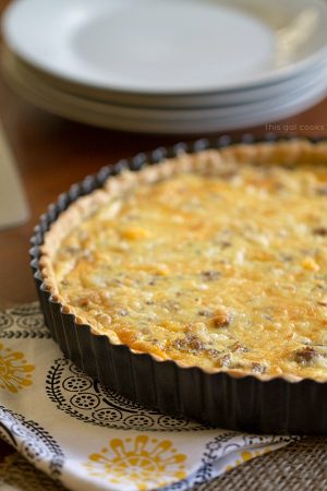 Sausage Egg and Cheese Quiche Tart - This Gal Cooks