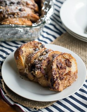 Overnight Chocolate Pecan Pie French Toast Casserole