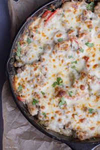 Thirty Minute Philly Cheeseburger Gnocchi Bake - This Gal Cooks