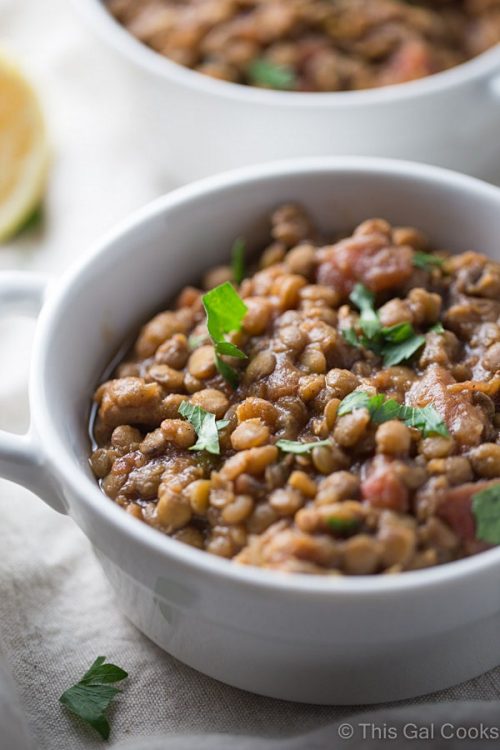 Slow Cooker Moroccan Lentil Soup - This Gal Cooks