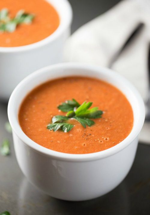 Roasted Tomato Soup with Cream and Onions - This Gal Cooks