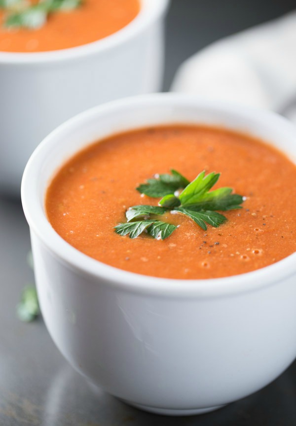 Roasted Tomato Soup with Fresh Tomatoes