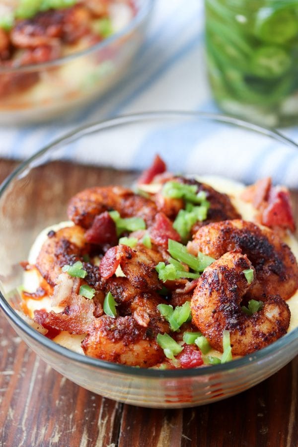 Blackened Shrimp and Grits (with smoked gouda cheese) - This Gal Cooks