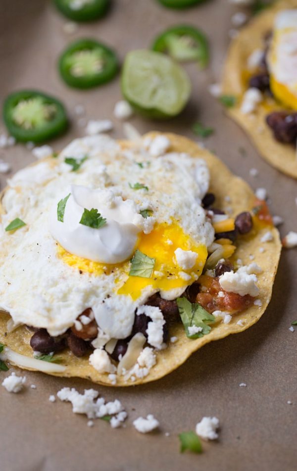 Breakfast Tostadas with Black Beans and Eggs - This Gal Cooks