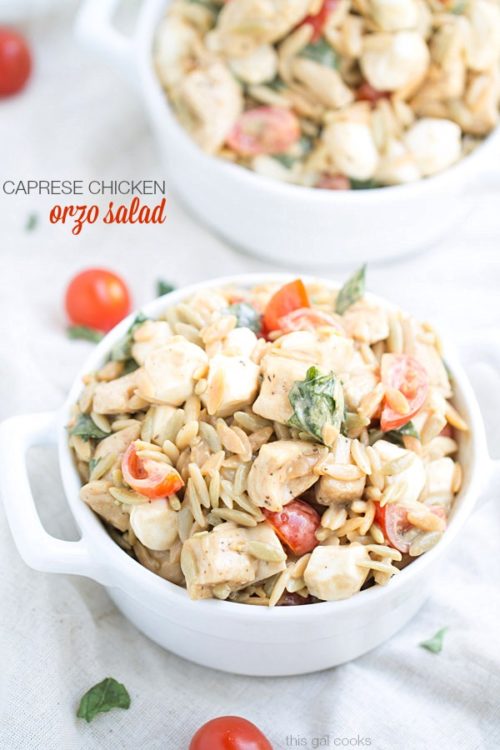 Caprese Chicken Orzo Salad - This Gal Cooks