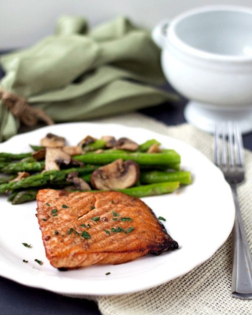 Teriyaki Salmon with Sesame Asparagus - This Gal Cooks